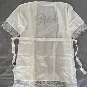 White satin BRIDE robe - perfect for getting ready photos on your wedding day